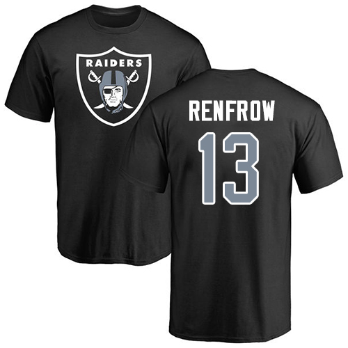 Men Oakland Raiders Black Hunter Renfrow Name and Number Logo NFL Football #13 T Shirt->nfl t-shirts->Sports Accessory